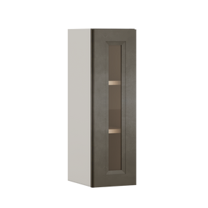 30" Tall Huntington Cinder Double Shaker Glass Ready Wall Cabinet - Single Door 9", 12", 15", 18", 21" WIde