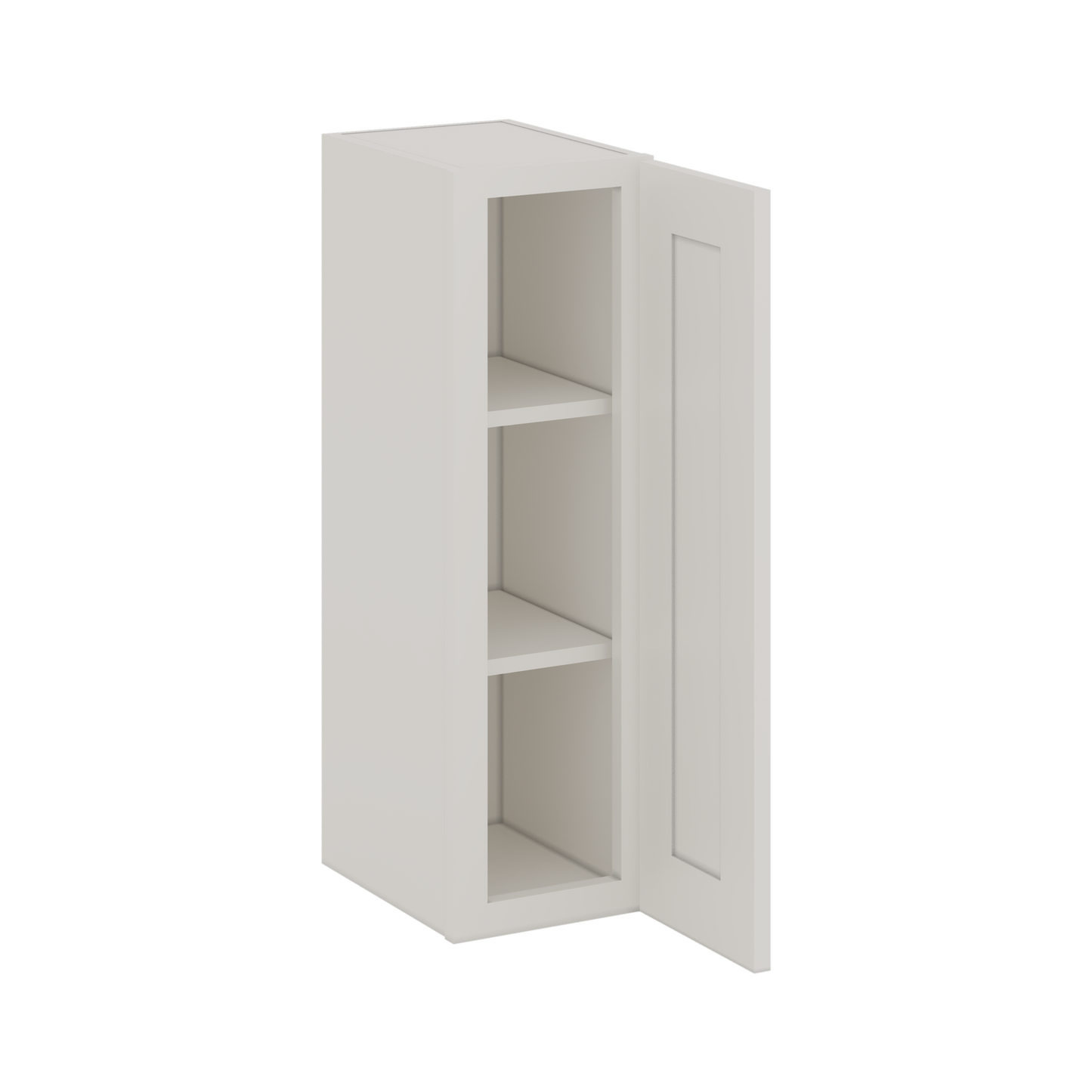 30" Tall 2WS White Shaker 1-1/4" Overlay Wall Cabinet - Single Door 9", 12", 15", 18", 21" WIde