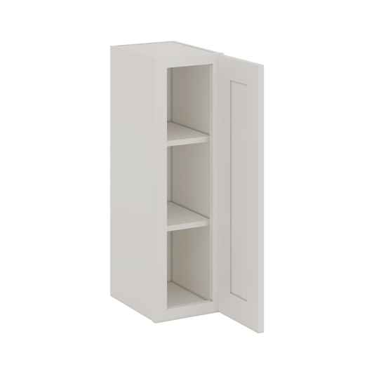 30" Tall White Shaker 1-1/4" Overlay Wall Cabinet - Single Door 9", 12", 15", 18", 21" WIde
