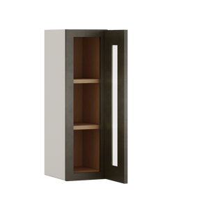 30" Tall Huntington Cinder Double Shaker Glass Ready Wall Cabinet - Single Door 9", 12", 15", 18", 21" WIde
