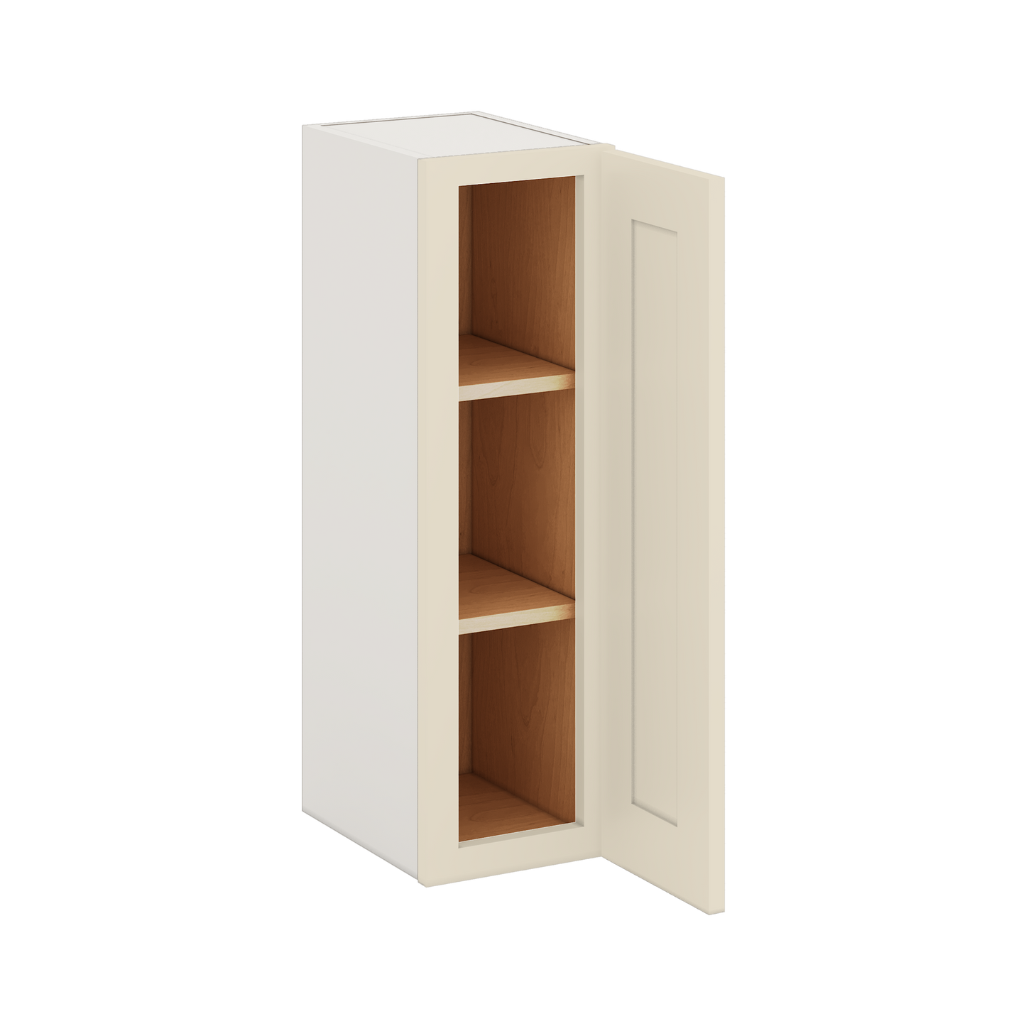 30" Tall Manhattan Cream Shaker 1-1/4" Overlay Wall Cabinet - Single Door 9", 12", 15", 18", 21" WIde