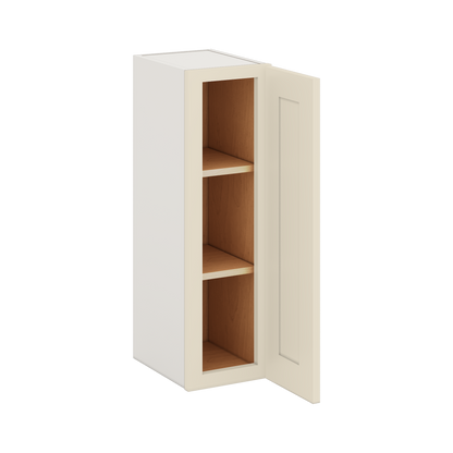 30" Tall Manhattan Cream Shaker 1-1/4" Overlay Wall Cabinet - Single Door 9", 12", 15", 18", 21" WIde