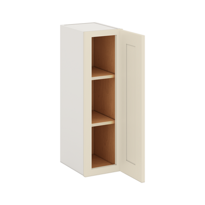 30" Tall Manhattan Cream Shaker 1-1/4" Overlay Wall Cabinet - Single Door 9", 12", 15", 18", 21" WIde