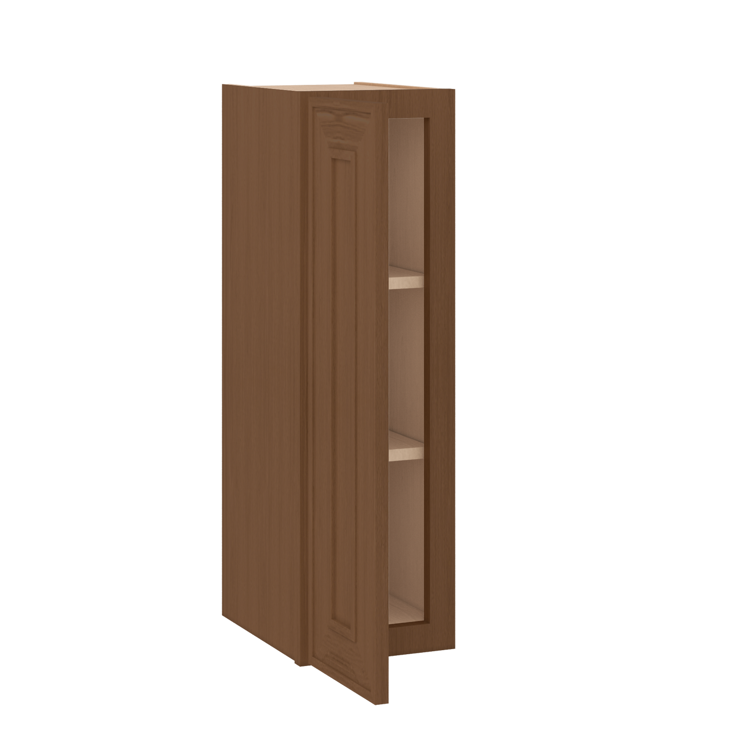 30" Tall Single Door 9", 12", 15", 18" & 21" Wall Cabinet Elegant Craftsman Mocha Shaker 1-1/4" Overlay Shaker