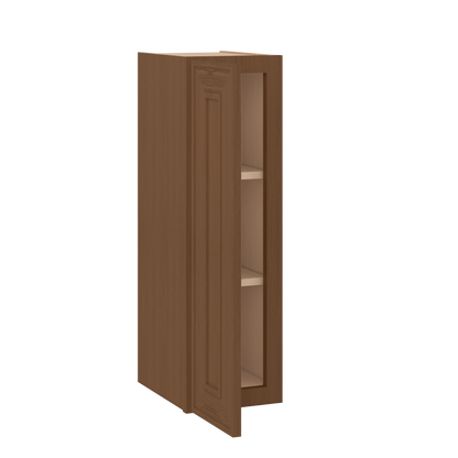 30" Tall Single Door 9", 12", 15", 18" & 21" Wall Cabinet Elegant Craftsman Mocha Shaker 1-1/4" Overlay Shaker