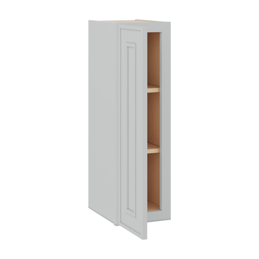30" Tall Single Door 9", 12", 15", 18" & 21" Wall Cabinet White Elegant Oak Craftsman Shaker 1-1/4" Overlay Shaker