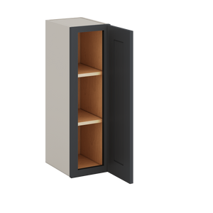 30" Tall 15HNS Hermosa Noir Black Shaker 1-1/4" Overlay Wall Cabinet - Single Door 9", 12", 15", 18", 21" WIde