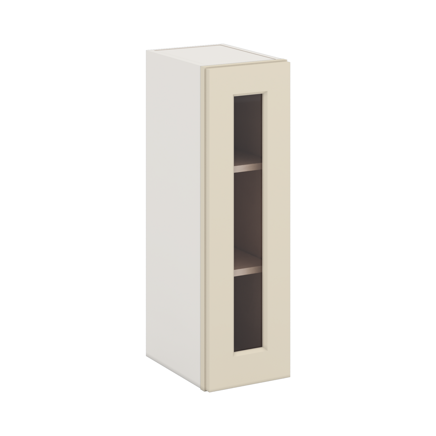 30" Tall Manhattan Cream Shaker 1-1/4" Overlay Glass Ready Wall Cabinet - Single Door 9", 12", 15", 18", 21" WIde