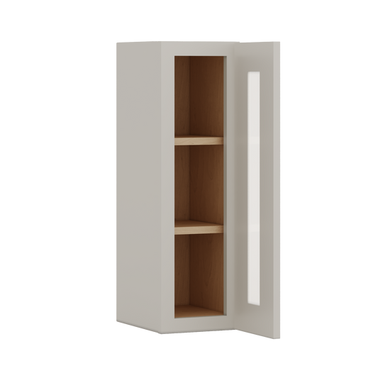 30" Tall 27LGDS Laguna Gray Double Shaker Glass Ready Wall Cabinet - Single Door 9", 12", 15", 18", 21" WIde