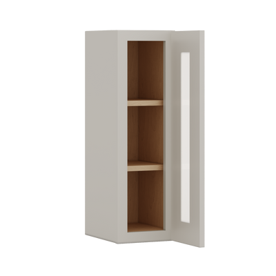 30" Tall 27LGDS Laguna Gray Double Shaker Wall Glass Cabinet - Single Door 9", 12", 15", 18", 21" WIde