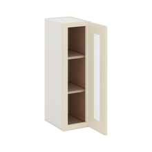 30" Tall Manhattan Cream Shaker 1-1/4" Overlay Glass Ready Wall Cabinet - Single Door 9", 12", 15", 18", 21" WIde
