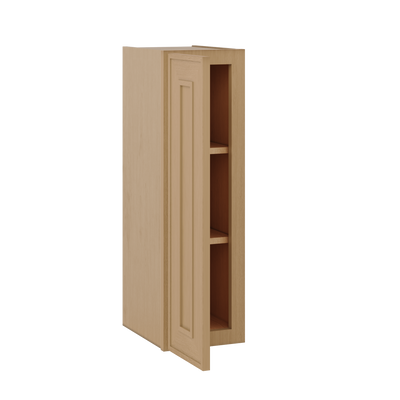 30" Tall Single Door 9", 12", 15", 18" & 21" Wall Cabinet Elegant Oak Craftsman Shaker 1-1/4" Overlay Shaker