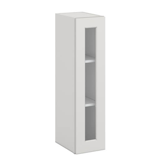 36" Tall White Shaker 1-1/4" Overlay Glass Ready Wall Cabinet - Single Door 9", 12", 15", 18", 21"