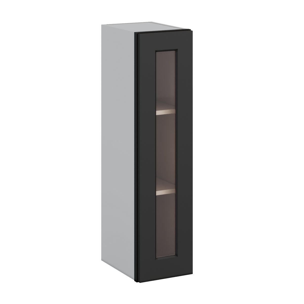 36" Tall 15HNS Hermosa Noir Black Shaker 1-1/4" Overlay Glass Ready Wall Cabinet - Single Door 9", 12", 15", 18", 21"