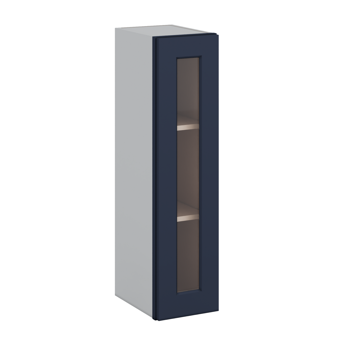 36" Tall NB29 Naval Blue Shaker 1-1/4" Overlay Glass Ready Wall Cabinet - Single Door 9", 12", 15", 18", 21"