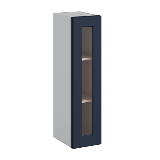 36" Tall NB29 Naval Blue Shaker 1-1/4" Overlay Glass Ready Wall Cabinet - Single Door 9", 12", 15", 18", 21"