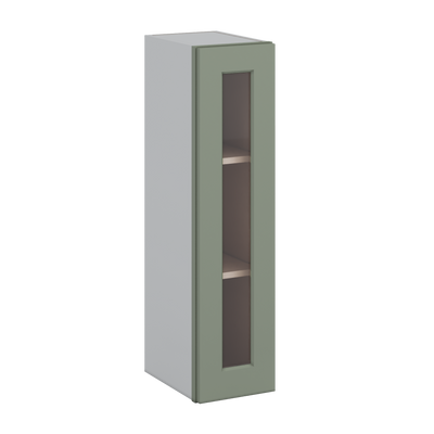 36" Tall Green Shaker 1-1/4" Overlay Glass Ready Wall Cabinet - Single Door 9", 12", 15", 18", 21"