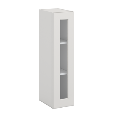 36" Tall 2WS White Shaker 1-1/4" Overlay Wall Glass Cabinet - Single Door 9", 12", 15", 18", 21"