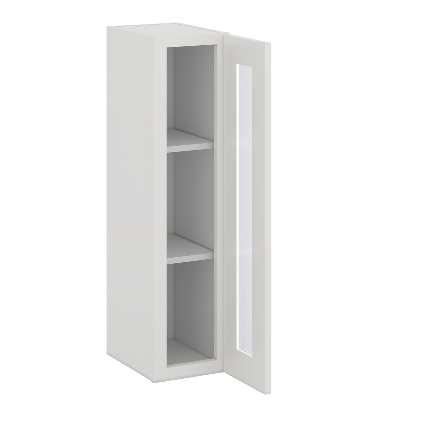 36" Tall 2WS White Shaker 1-1/4" Overlay Glass Ready Wall Cabinet - Single Door 9", 12", 15", 18", 21"