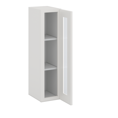 36" Tall 2WS White Shaker 1-1/4" Overlay Glass Ready Wall Cabinet - Single Door 9", 12", 15", 18", 21"