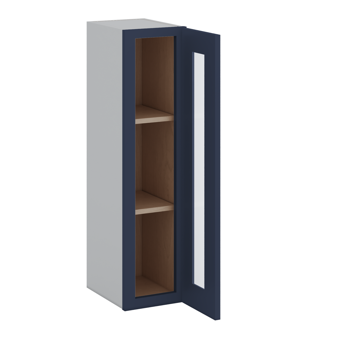 36" Tall NB29 Naval Blue Shaker 1-1/4" Overlay Glass Ready Wall Cabinet - Single Door 9", 12", 15", 18", 21"