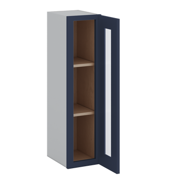 36" Tall 29NB Naval Blue Shaker 1-1/4" Overlay Glass Ready Wall Cabinet - Single Door 9", 12", 15", 18", 21"