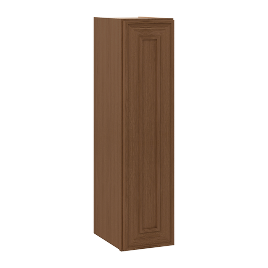 36" Tall Single Door 9", 12", 15", 18" & 21" Mocha Elegant Oak 1-1/4" Overlay Shaker Wall Cabinet