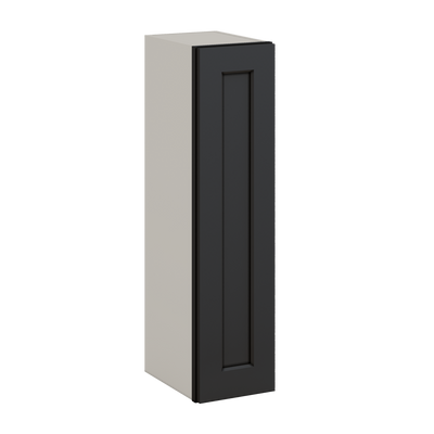 36" Tall 15HNS Hermosa Noir Black Shaker 1-1/4" Overlay Wall Cabinet - Single Door 9", 12", 15", 18", 21"