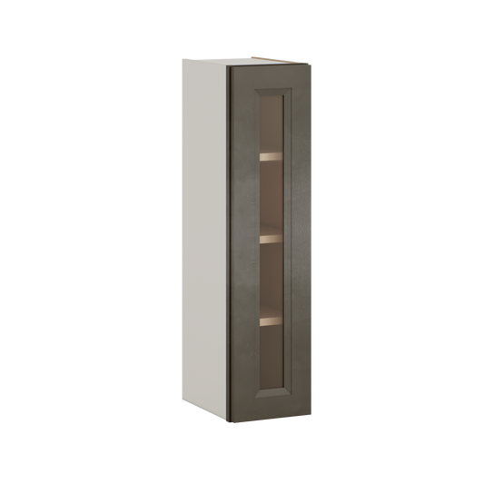 36" Tall Huntington Cinder Double Shaker Glass Ready Wall Cabinet - Single Door 9", 12", 15", 18", 21"