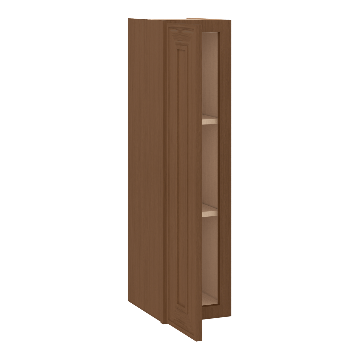 36" Tall Single Door 9", 12", 15", 18" & 21" Mocha Elegant Oak 1-1/4" Overlay Shaker Wall Cabinet