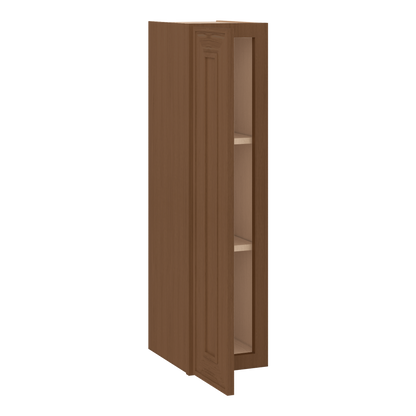 36" Tall Single Door 9", 12", 15", 18" & 21" Mocha Elegant Oak 1-1/4" Overlay Shaker Wall Cabinet
