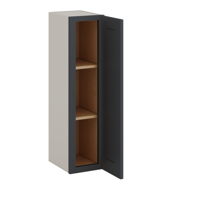 36" Tall 15HNS Hermosa Noir Black Shaker 1-1/4" Overlay Wall Cabinet - Single Door 9", 12", 15", 18", 21"