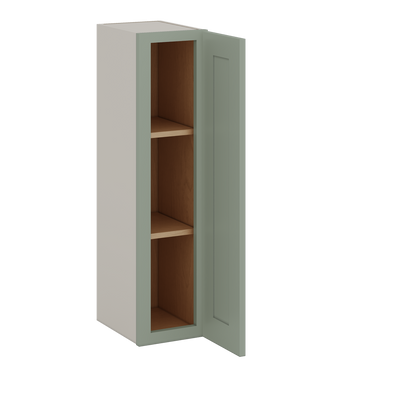 36" Tall 9", 12", 15", 18", 21" Wide 14SG Sage Green Shaker 1-1/4" Overlay Wall Cabinet - Single Door