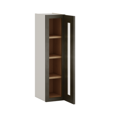 36" Tall Huntington Cinder Double Shaker Glass Ready Wall Cabinet - Single Door 9", 12", 15", 18", 21"