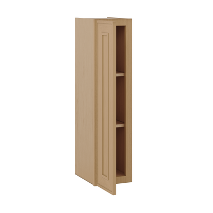 Natural oak elegant craftsman shaker single-door wall 9"–36" rta kitchen cabinet – angle view