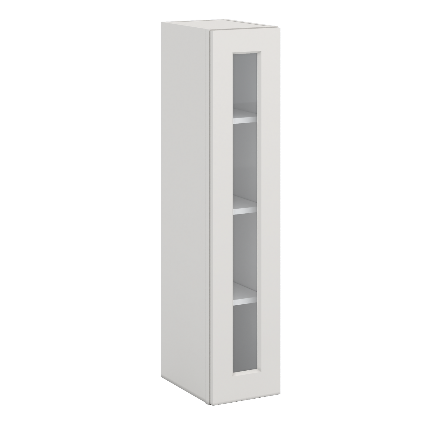 42" Tall 2WS White Shaker 1-1/4" Overlay Glass Ready Wall Cabinet - Single Door 9", 12", 15", 18", 21"