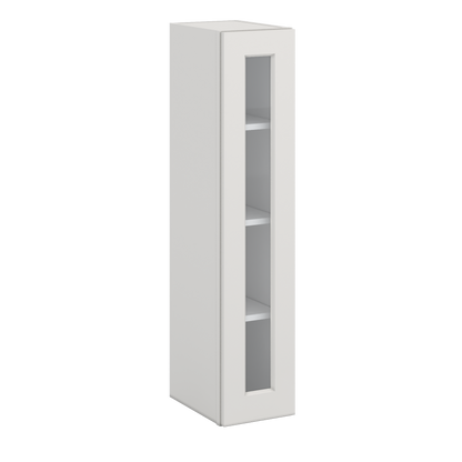 42" Tall 2WS White Shaker 1-1/4" Overlay Glass Ready Wall Cabinet - Single Door 9", 12", 15", 18", 21"