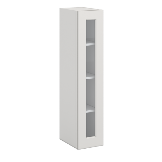 42" Tall White Shaker 1-1/4" Overlay Glass Ready Wall Cabinet - Single Door 9", 12", 15", 18", 21"