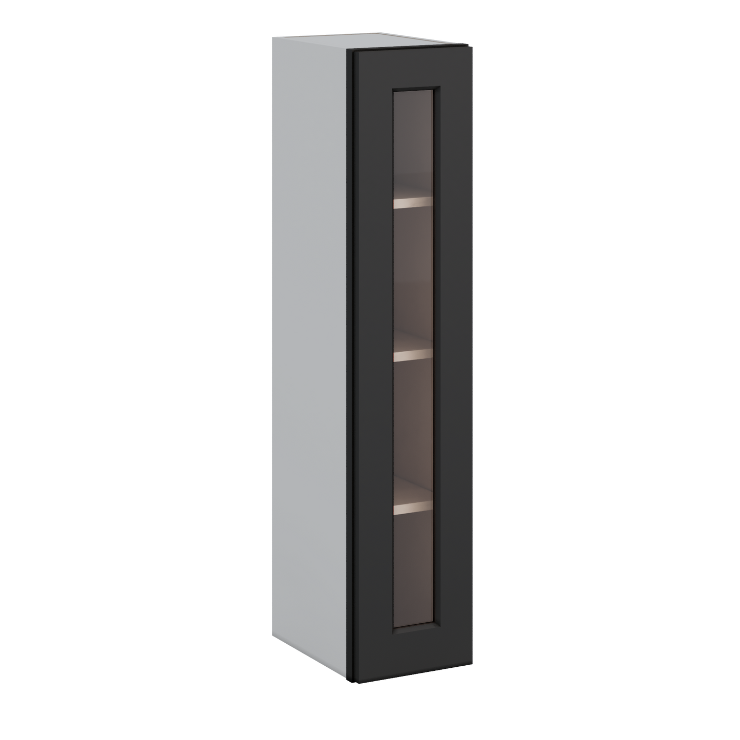 42" Tall 15HNS Hermosa Noir Black Shaker 1-1/4" Overlay Glass Ready Wall Cabinet - Single Door 9", 12", 15", 18", 21"