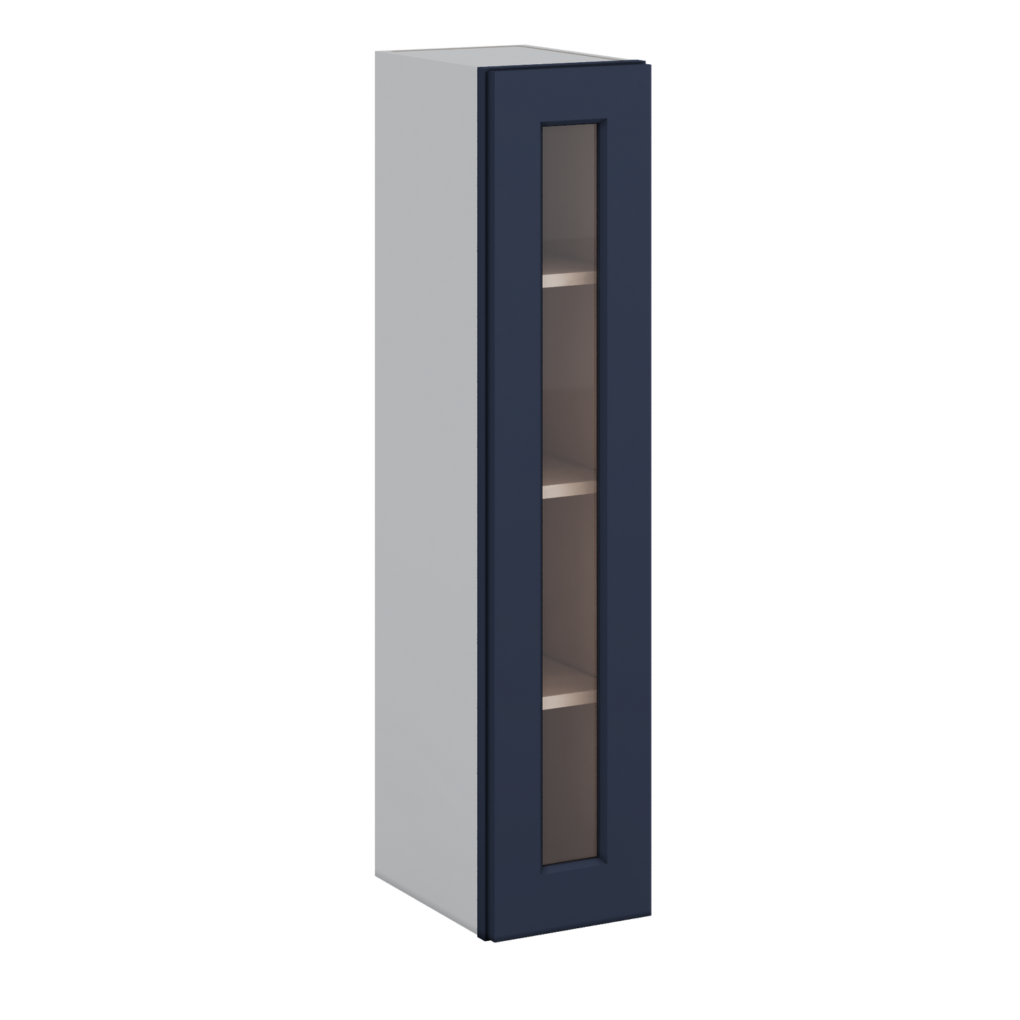 42" Tall NB29 Naval Blue Shaker 1-1/4" Overlay Glass Ready Wall Cabinet - Single Door 9", 12", 15", 18", 21"