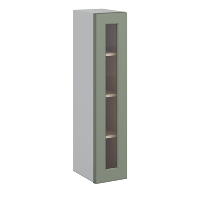 42" Tall Green Shaker 1-1/4" Overlay Glass Ready Wall Cabinet - Single Door 9", 12", 15", 18", 21"