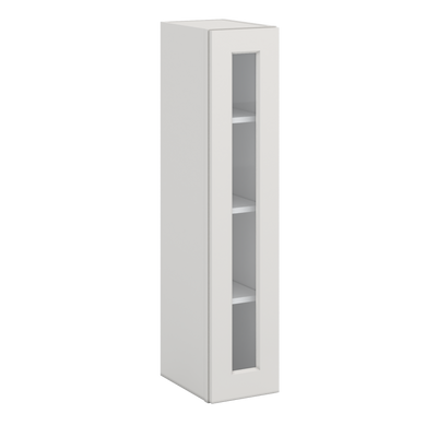 42" Tall 2WS White Shaker 1-1/4" Overlay Wall Glass Cabinet - Single Door 9", 12", 15", 18", 21"