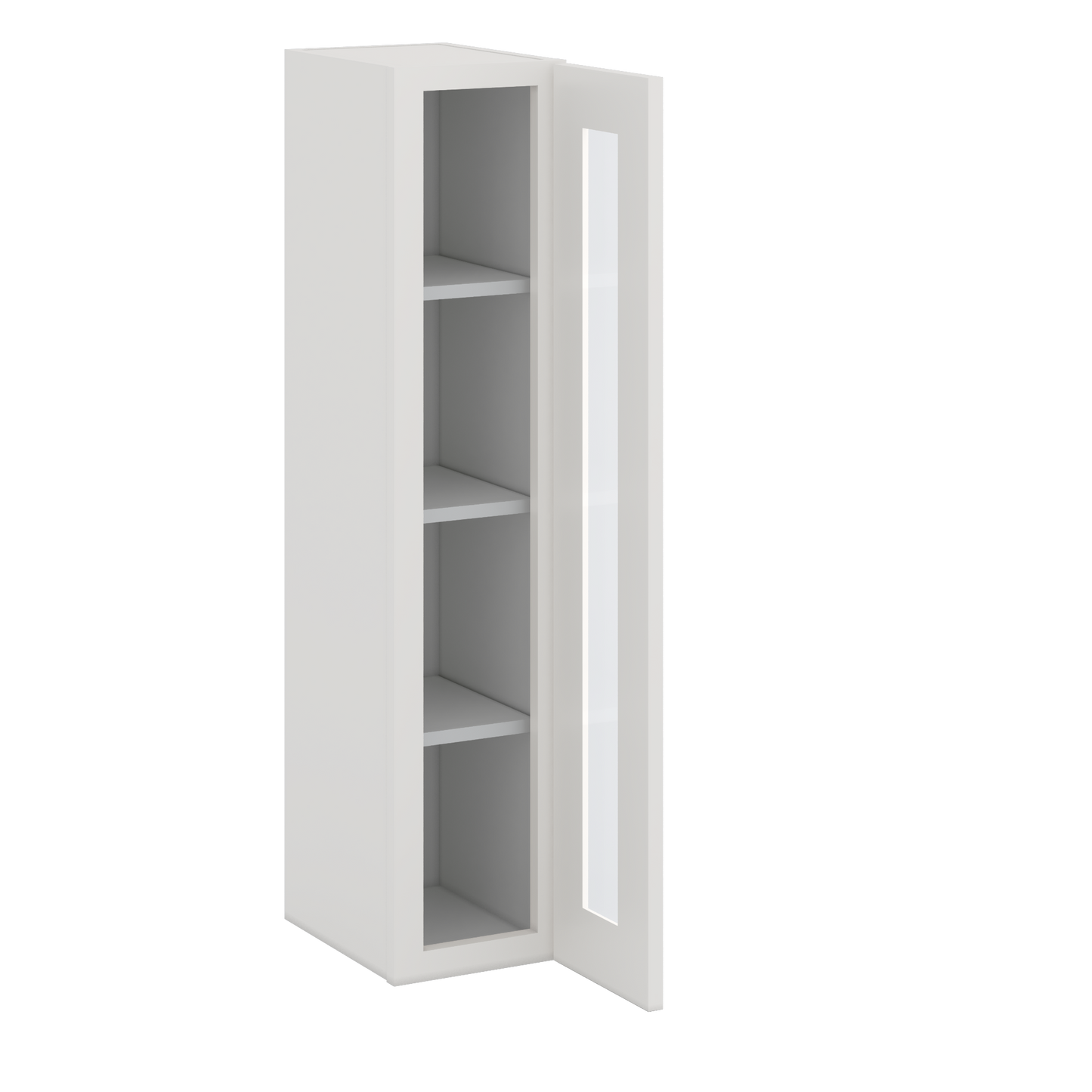 42" Tall 2WS White Shaker 1-1/4" Overlay Glass Ready Wall Cabinet - Single Door 9", 12", 15", 18", 21"
