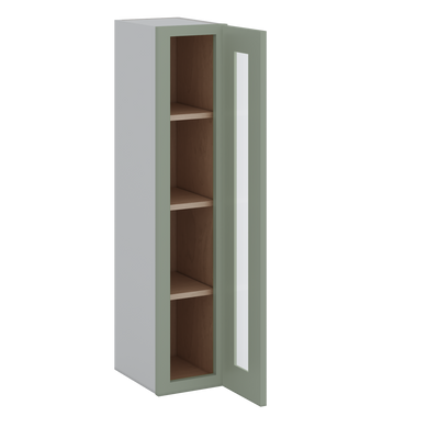 42" Tall Green Shaker 1-1/4" Overlay Glass Ready Wall Cabinet - Single Door 9", 12", 15", 18", 21"