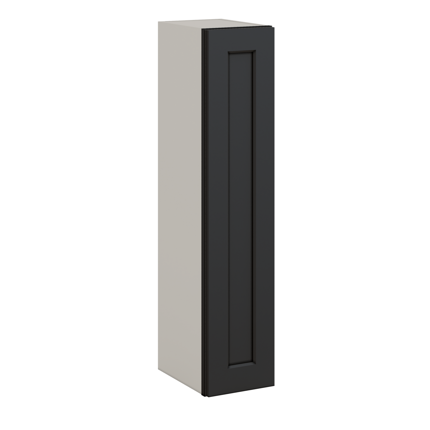 42" Tall 15HNS Hermosa Noir Black Shaker 1-1/4" Overlay Wall Cabinet - Single Door 9", 12", 15", 18", 21"