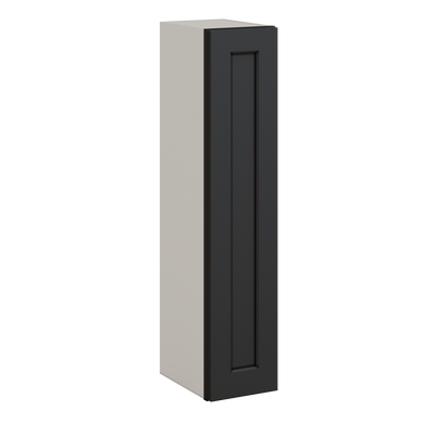 42" Tall 15HNS Hermosa Noir Black Shaker 1-1/4" Overlay Wall Cabinet - Single Door 9", 12", 15", 18", 21"