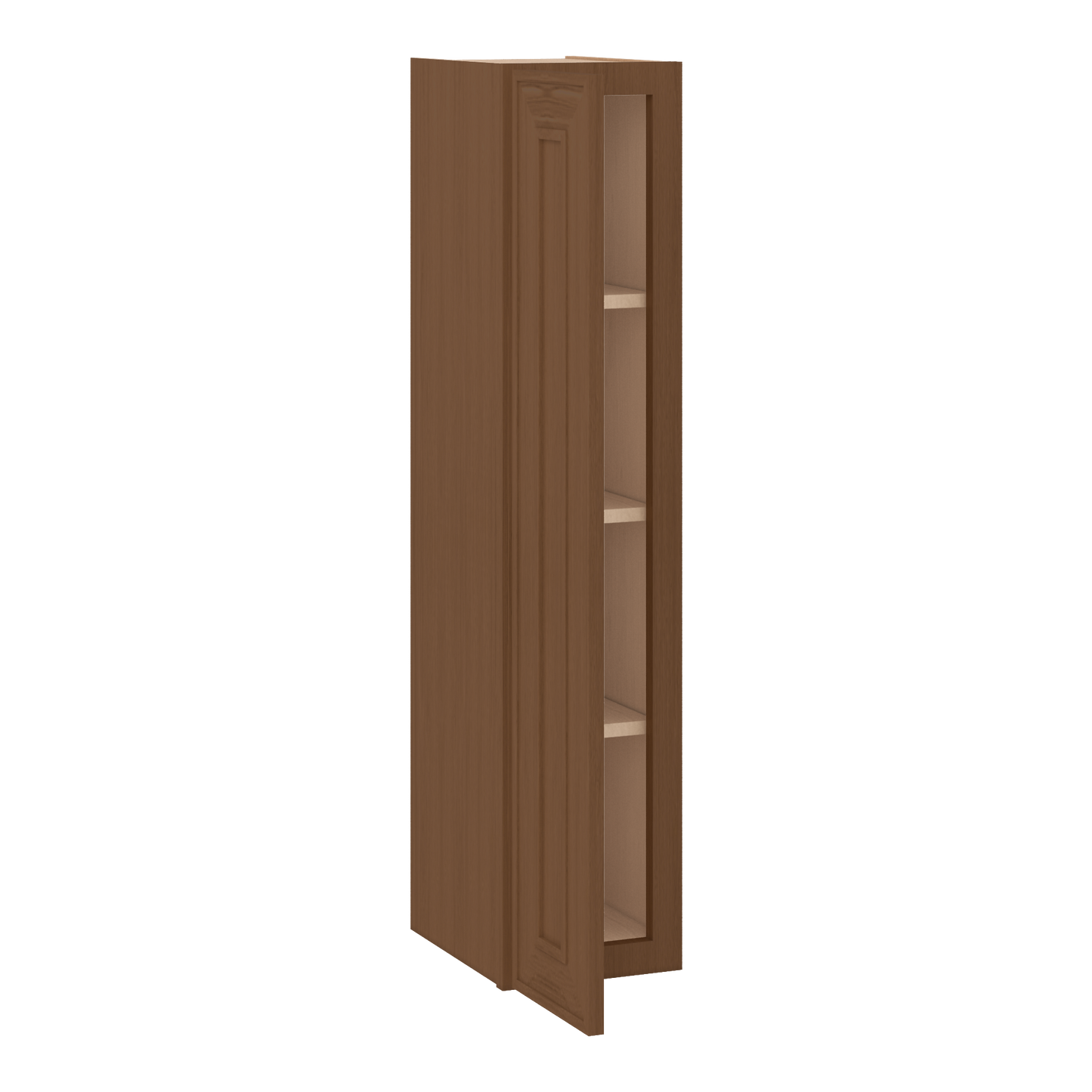 42" Tall Single Door 9", 12", 15", 18" & 21" Elegant Craftsman Mocha Shaker 1-1/4" Overlay Wall Cabinet