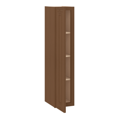 42" Tall Single Door 9", 12", 15", 18" & 21" Elegant Craftsman Mocha Shaker 1-1/4" Overlay Wall Cabinet