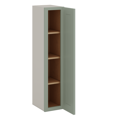 42" Tall  14SG Sage Green Shaker 1-1/4" Overlay Wall Cabinet - Single Door 9", 12", 15", 18", 21"
