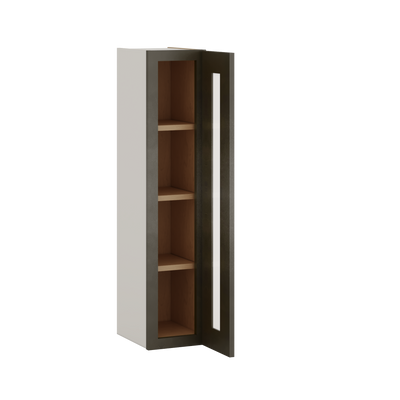 42" Tall Huntington Cinder Double Shaker Glass Ready Wall Cabinet - Single Door 9", 12", 15", 18", 21"